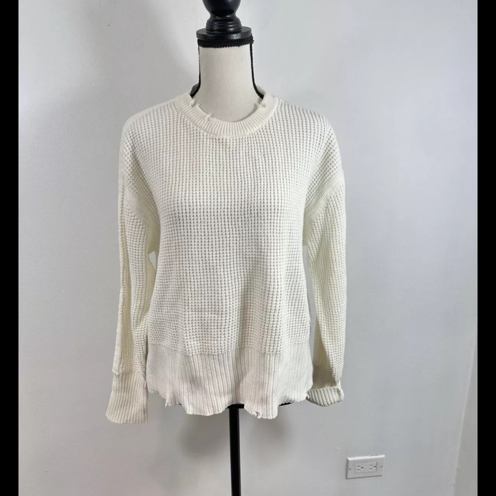 Pistola‎ Cream Crew Neck Sweater with Textured Knit